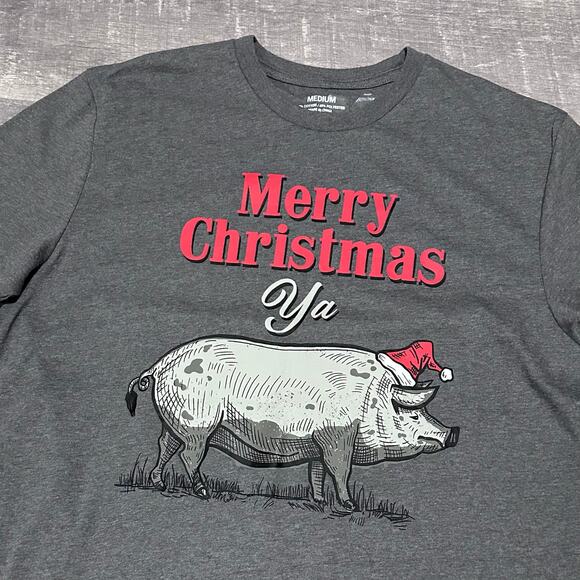 Rural King Holiday ‘Ya Filthy Hog’ T Shirt Unisex M Gray Funny Christmas Joke - Picture 2 of 5